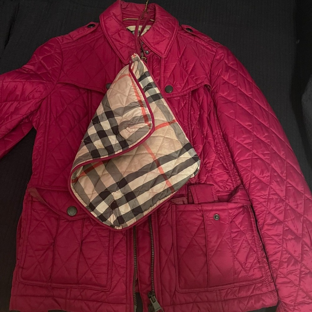 Burberry Red Quilted Utility Jacket